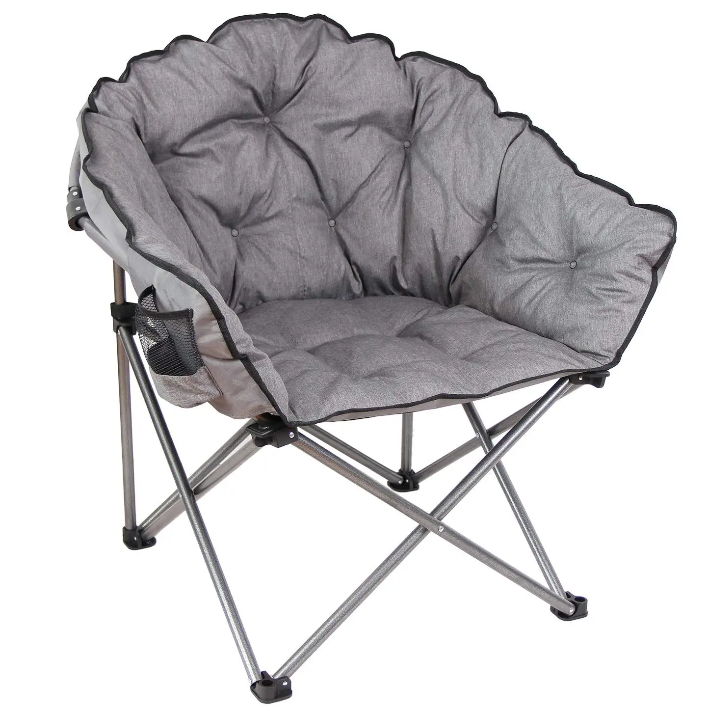 

C932S-129 Padded Cushion Outdoor Folding Lounge Patio Club Chair, Gray