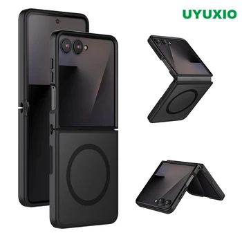 UYUXIO Translucent Magnetic Mobile Phone Case for Samsung Galaxy Z Flip 7 Wireless Charging Cases Rugged Slim Cover with Magnet 1