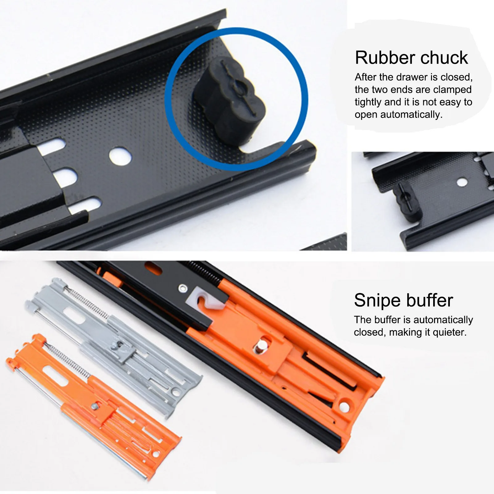 Soft Fechar Ball Bearing Track, 3-Seção Móveis Sliders, 10 
