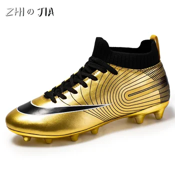 Men's TF/AG High Quality Football Shoes Outdoor Grass Professional Football Footwear Youth Leather Flat Bottom Anti Slip Sneaker