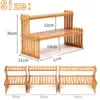 2Tier Simple Modern Decorative Natural Bamboo Flower Pot Plant Display Stand Shelf,Books Kitchen Household Supplies Storage Rack 2