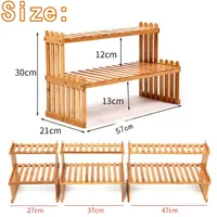 2Tier Simple Modern Decorative Natural Bamboo Flower Pot Plant Display Stand Shelf,Books Kitchen Household Supplies Storage Rack 2
