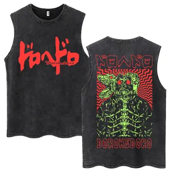 Anime Dorohedoro Kaiman Vintage Washed Tank Tops Harajuku Manga Sleeveless T Shirt Men Women Fashion Casual Cotton Loose T-shirt 1