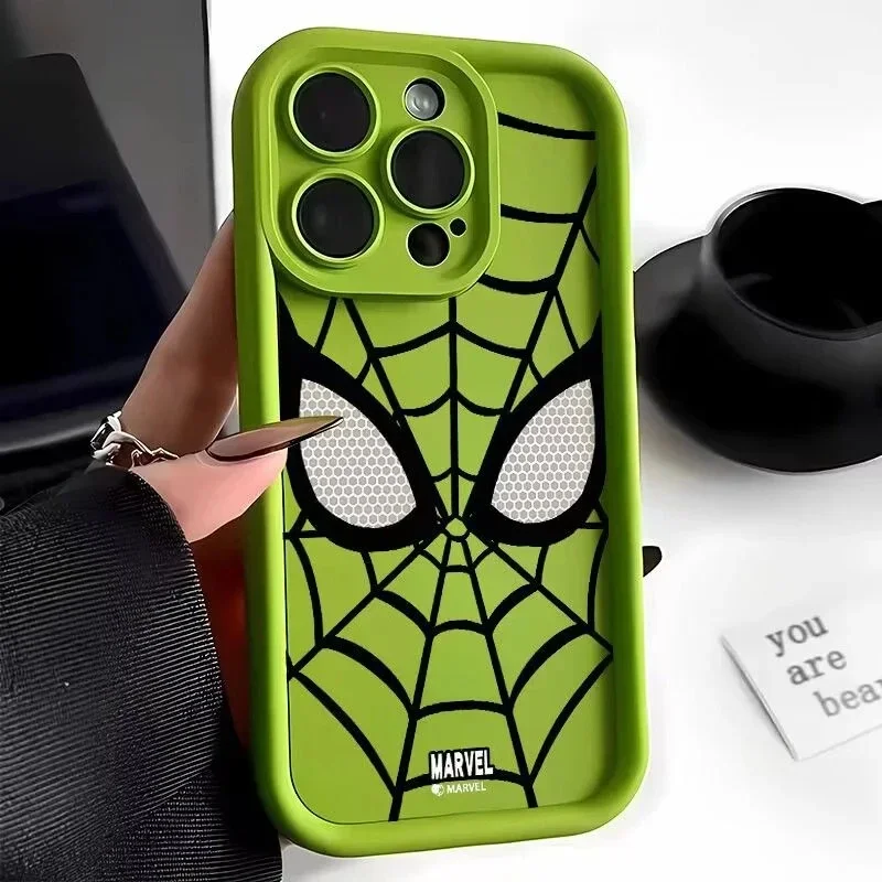 thumbnail image 1 of Funda de teléfono suave de araña de dibujos animados de Color sólido, funda de teléfono anticaída todo incluido para iPhone 15, 14, 13, 12, 11 Pro Plus Pro Max, X, XS, XR, 1 of 5