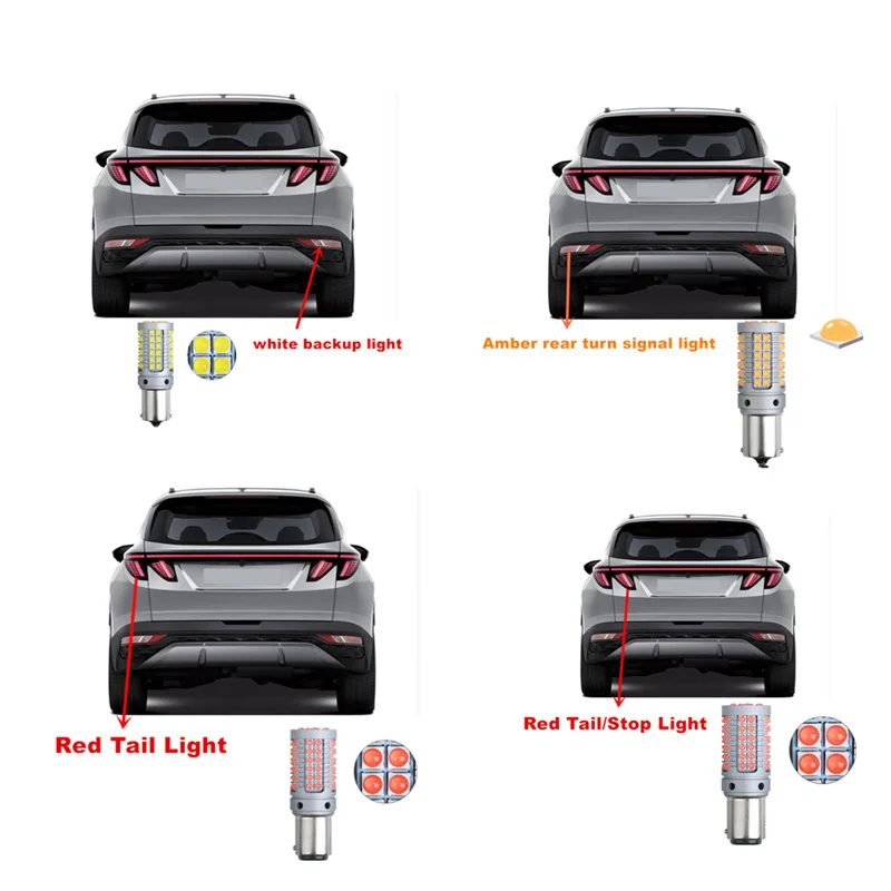 2x 69smd Led Auto Interieur Richtingaanwijzer Backup Reverse Tail Light