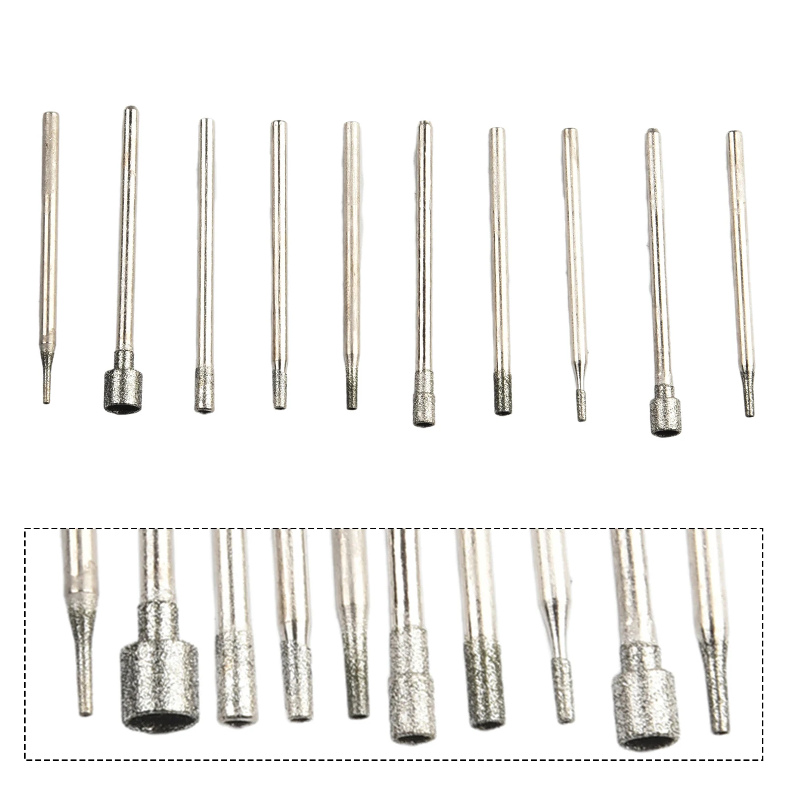 

10Pcs Set 0.8-5mm 2.35mm Shank Diamond Burr Core Bits Grinding For Jade Glass Engraving Hole Head Rotary Tool In Stock Dropship