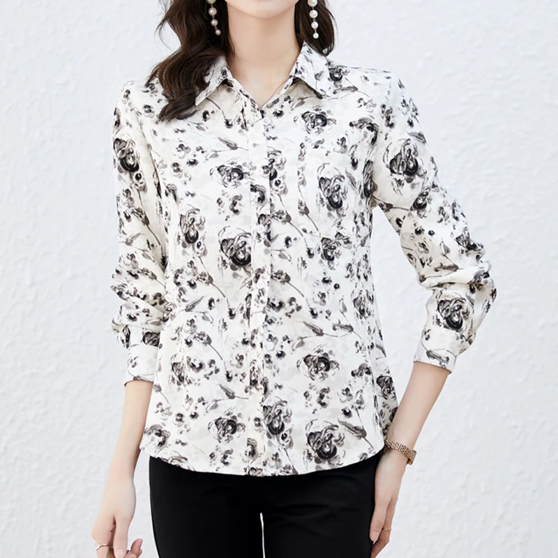 

Fashion printing ladies shirts New elegant Women's Blouses 2023 Spring Autumn Long Sleeve Shirts Tops Blusas Mujer