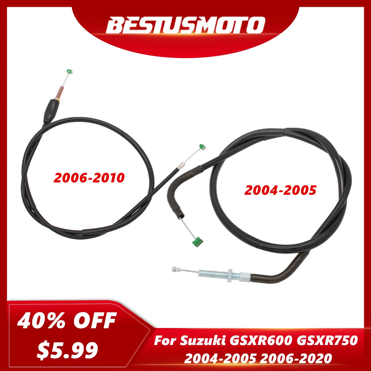Accessoires Moto Suzuki GSXR 2006-2010 Câbles Accélérateur Et Embrayage Pour Suzuki GSXR 600 750 2006-2010 - Noir Câble Embrayage GSXR