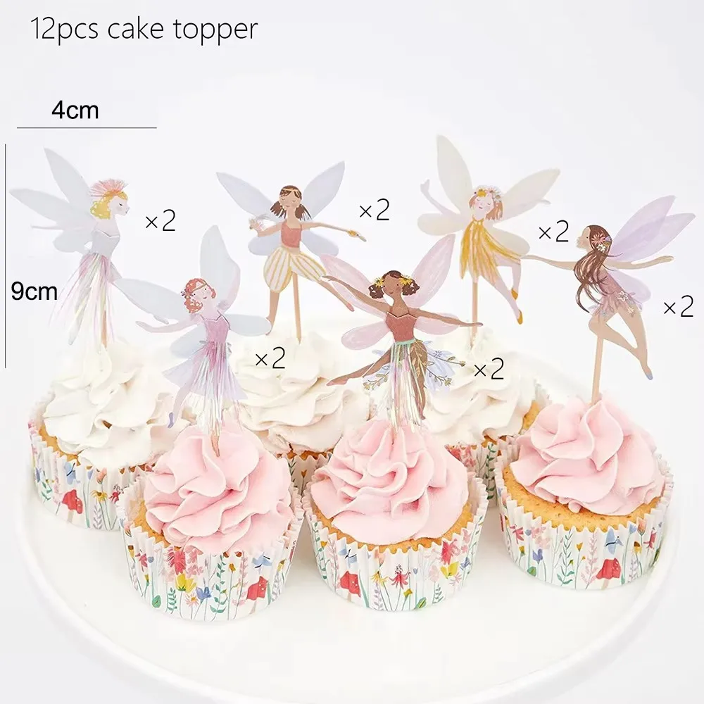 Pink Butterfly & Flower Fairy Disposable Party Tableware Set - Plates, Cups, and Napkins