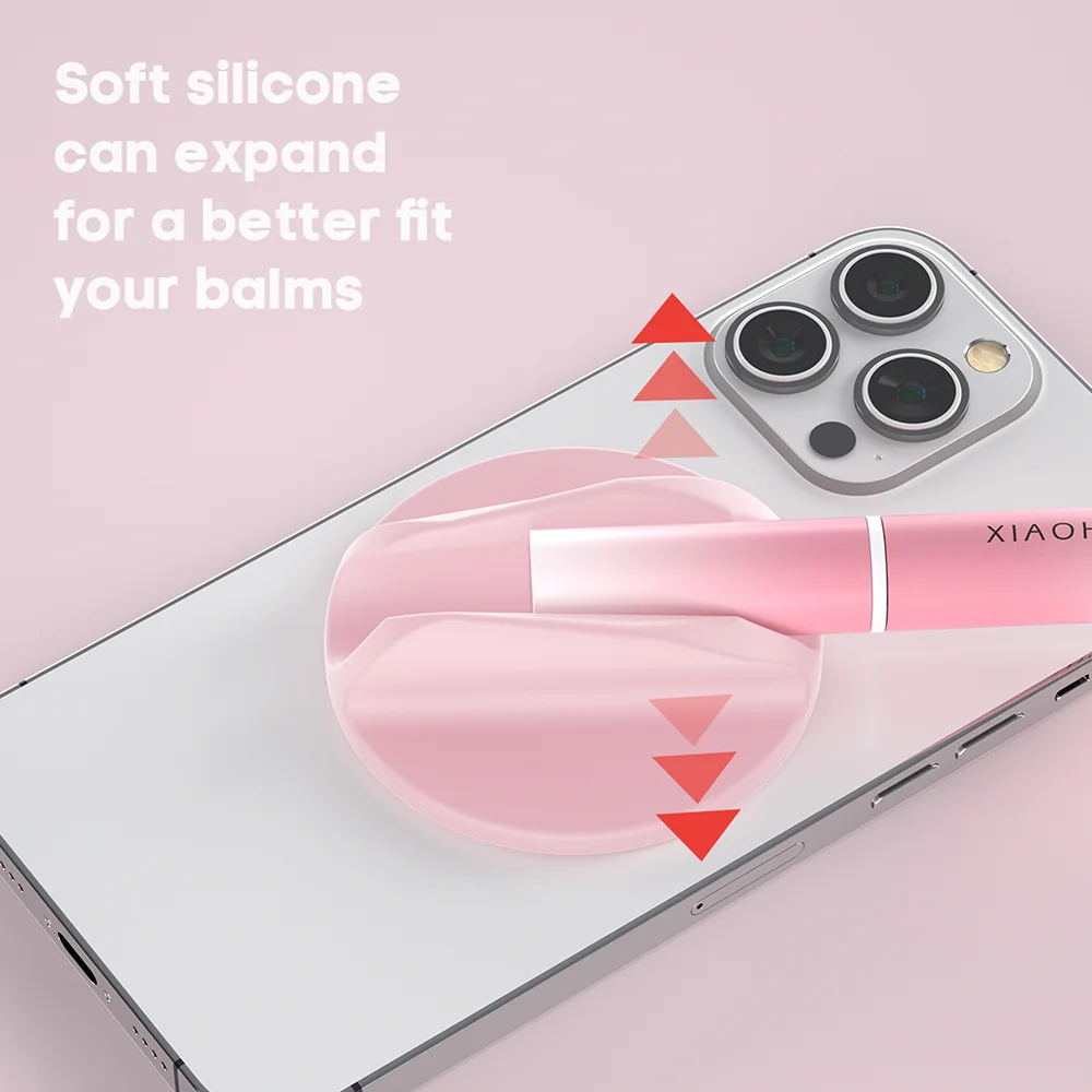 Magnetic Silicone Lipstick Holder with Cosmetic Mirror and Desktop Stand