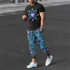 Men's Clothing Men Suit Tracksuit 2 Piece Sets Jogger Outfit 3D Printed Summer Trousers Short Sleeve Men T Shirt Long Pants 1