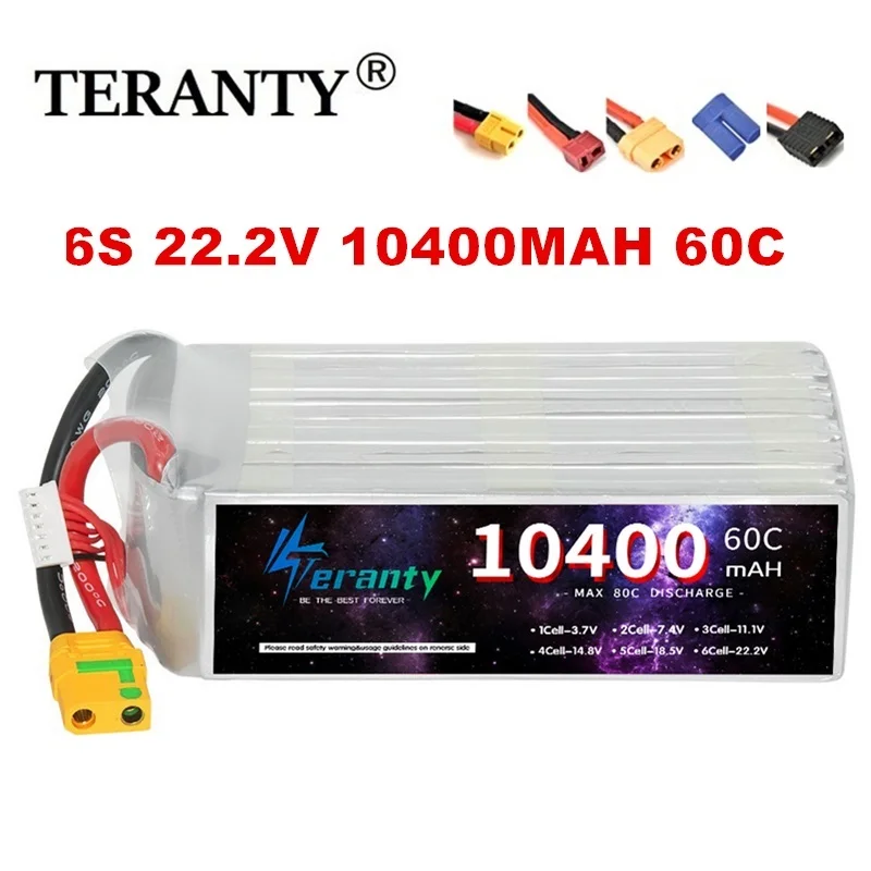 

TERANTY 22.2V 9800mAh Lipo Battery With XT90 XT60 Plug For Drone RC Car Helicopters Boats Spare Batteries High Discharge Rate
