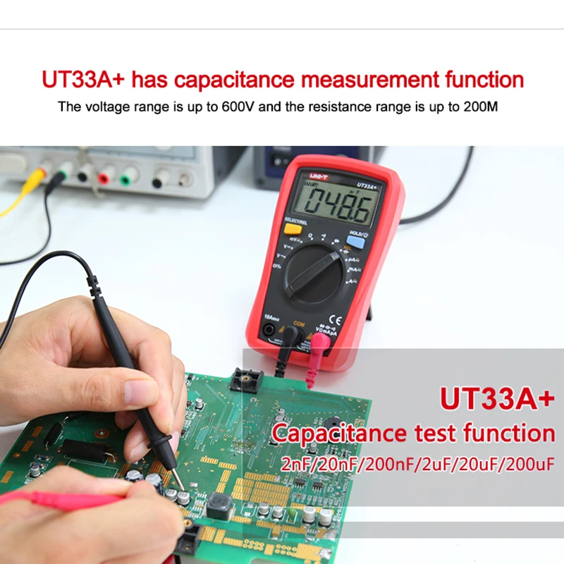 Multimètre numérique UT33+ série A/B/C/D - Testeur de poche CAT II 600V