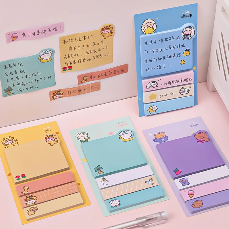 360 STKS Leuke Sticky Notes Set, Cartoon Dieren Sticky Notes Kawaii