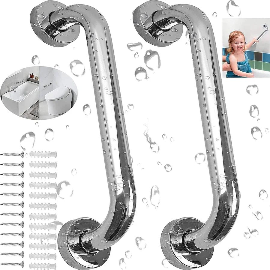 1/2 Piece Bathroom Handrail Safe and Accessible for Disabled and Elderly Non Slip Toilet Handrail Stainless Steel Sturdy bathroom handrail