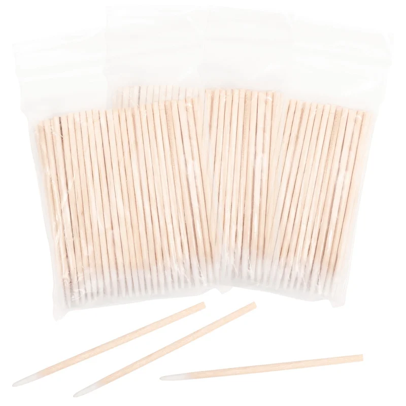 500pcs Disposable Wooden Cotton Swabs Eyebrow Eyeline Lips Makeup Aid Tools Ultra-fine Tip Head Nails Ear Cleaning Cotton Sticks 4