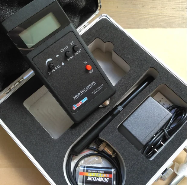 

SJ200 Digital Gauss Meter Static Magnetic Field Tesla Tester 0-200Mt-2000mT with Adapter and Carrying Box