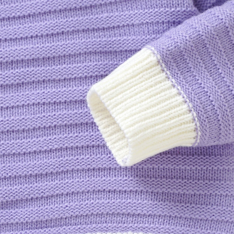 VISgogo 0-3 Years Toddler Girl Boy Fall Sweater Contrast Color Long Sleeve Crew-Neck Chunky Knitwear Tops