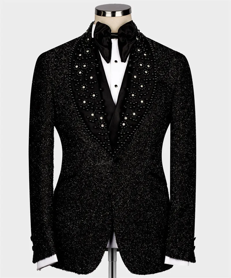 Customized-Groom-Tuxedo-2-vents-pearls-crystal-Men-s-Blazer-Only-One ...