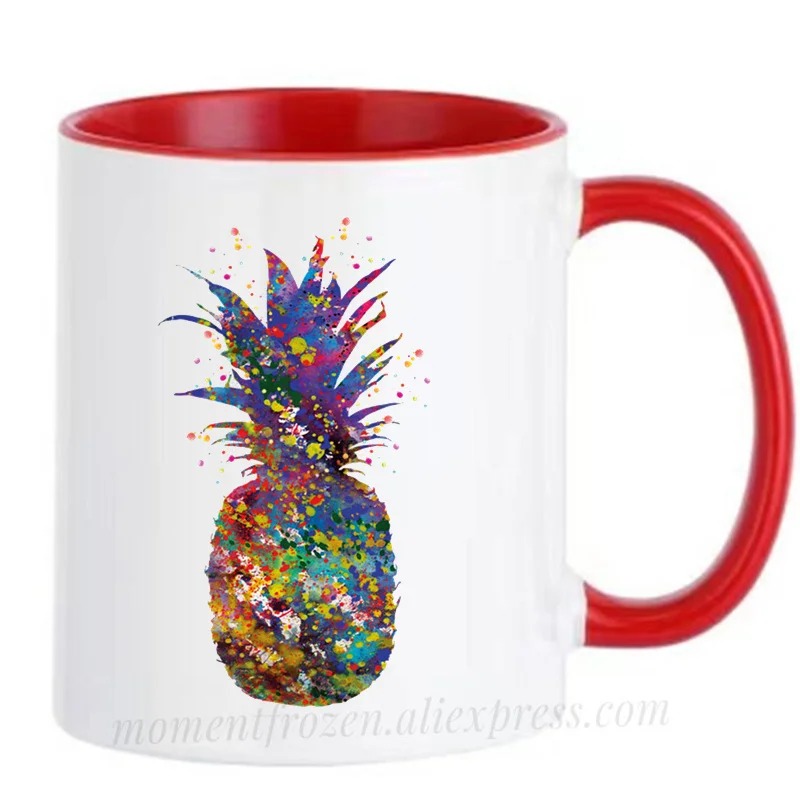

Watercolor Pineapple Mugs Tropic Fruit Coffee Mugen Travel Cups Drinkware Teaware Tableware Coffeeware Home Decal Friend Gifts