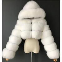 High Quality Furry Cropped Faux Fur Coats and Jackets Women Fluffy Top Coat With Hooded Winter Fur Jacket Manteau Femme 1