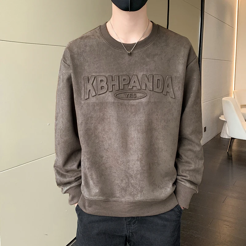 

Loose Long Sleeve Round Neck Non-ironing T-shirt Casual Hoodie Clothes Men Spring and Autumn Solid Color