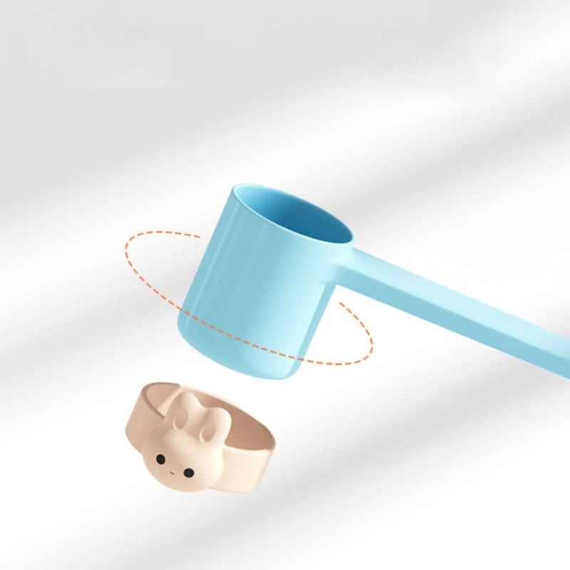 2pcs Milk Powder SpoonScoop Holder Ring Cartoon Rabbit Spoon Non-Stick Ring Anti-Drop Handy Tool Baby Supplies