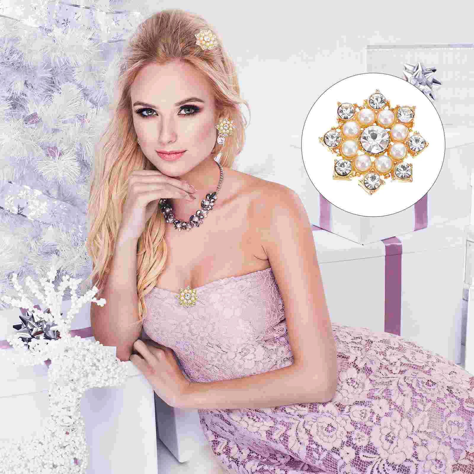 

50pcs Pearl Snowflake Rhinestone Applique Embellishments Flat Back Rhinestone Beads Gems Charms for Buttons Brooches DIY Craft