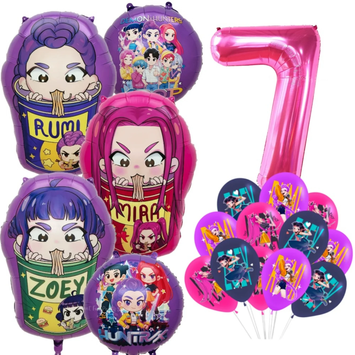 Anime KPop Demon Hunters Birthday Party Supplies Cartoon Balloon Cup Plate Napkins Tablecloth Banner Kids Gift Favor Decor