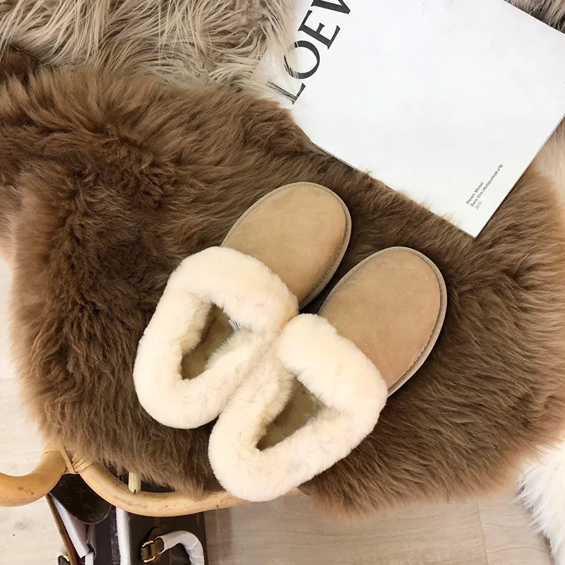 

Free Freight Sangpo Sheepskin Snow Boots Plush Edge Wool Women's Ankle Boots Non-Slip Rubber Outsole Elevating Platform Shoes