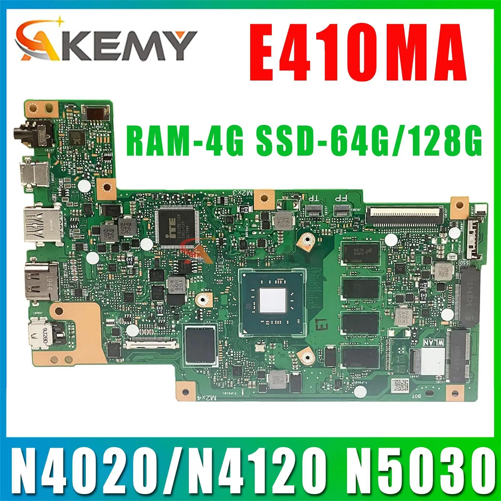 

Mainboard For ASUS E410MA E410MAB E410M E510MA E510MAB Laptop Motherboard N4020/N4120 N5030 4GB-RAM SSD-64G/128G