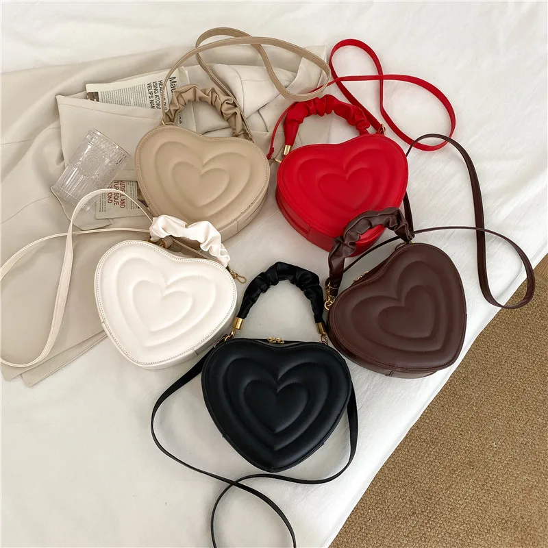 Luxury Design Small Shoulder Crossbody Bags for Women Fashion Heart Messenger Bag Ladies Travel PU Leather Box Handbag and Purse