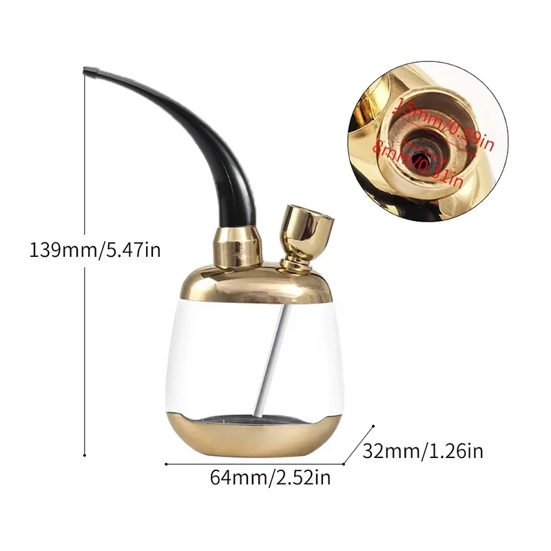 Gold Shisha Shaped Hookah Water Pipe Smoking Tool with Shisha Accessories One Hand Holding for Father Boyfriend or Friends