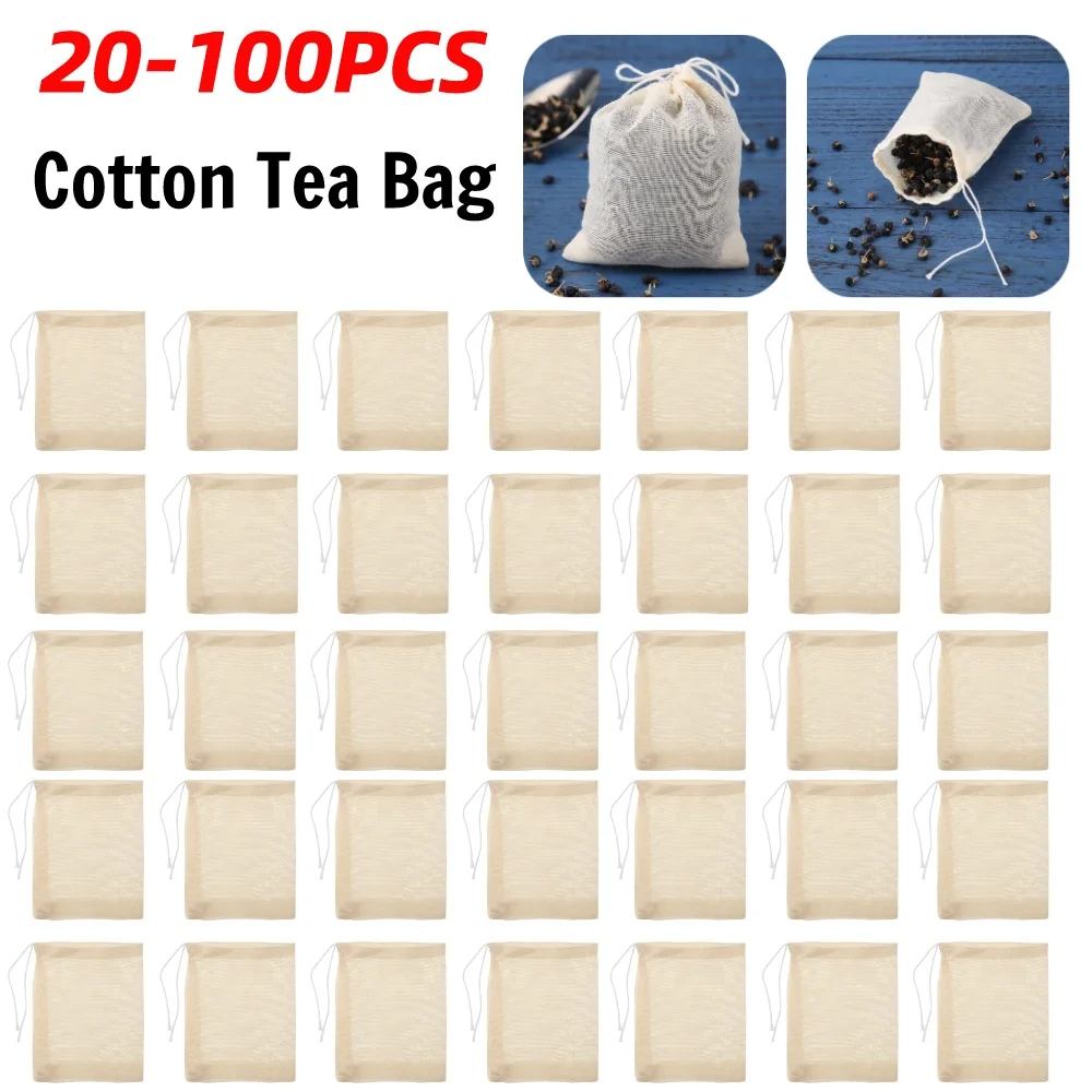 20-100pcs 6-15cm Empty Tea Bags with String Filter for Spice Tea Infuser Herb Loose Soup