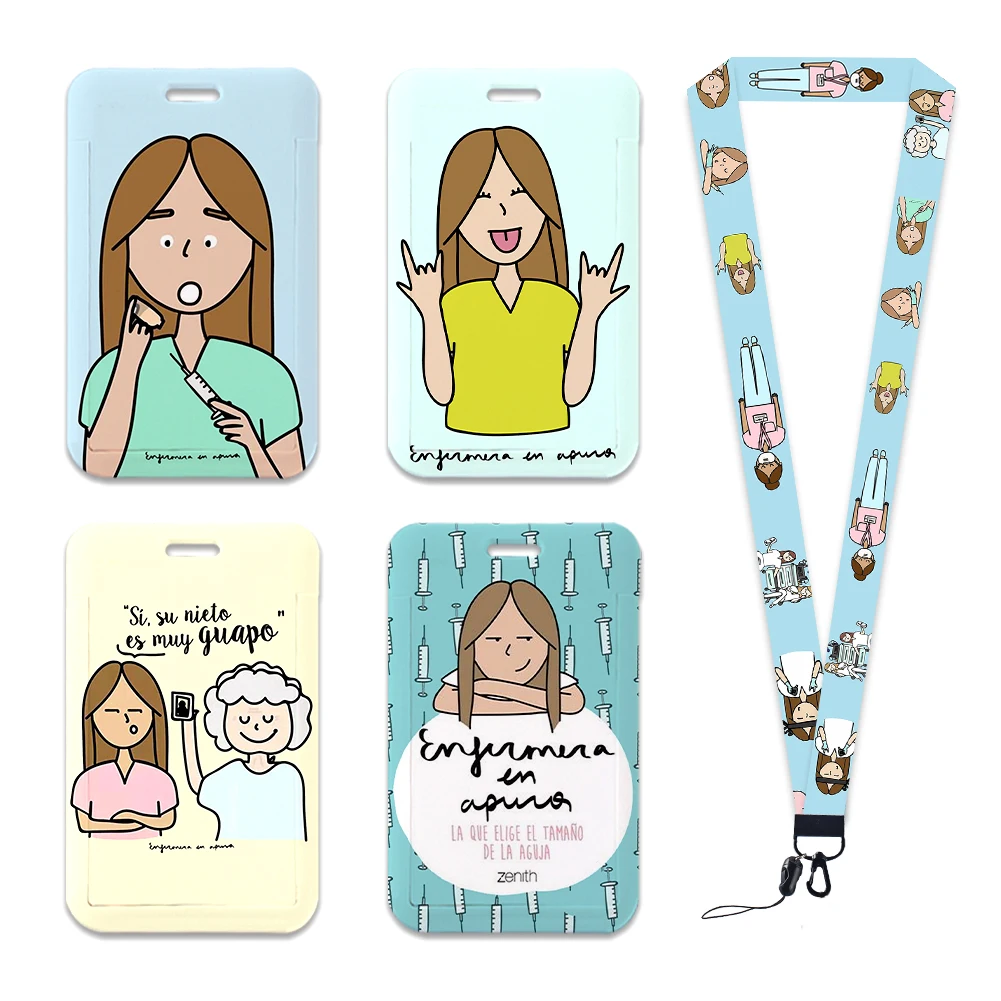 

New Creative Doctor Nurse Lanyards ID Badge Holder Women Card Holders Retractable Clip Hang Rope Girls Lanyard Card Case