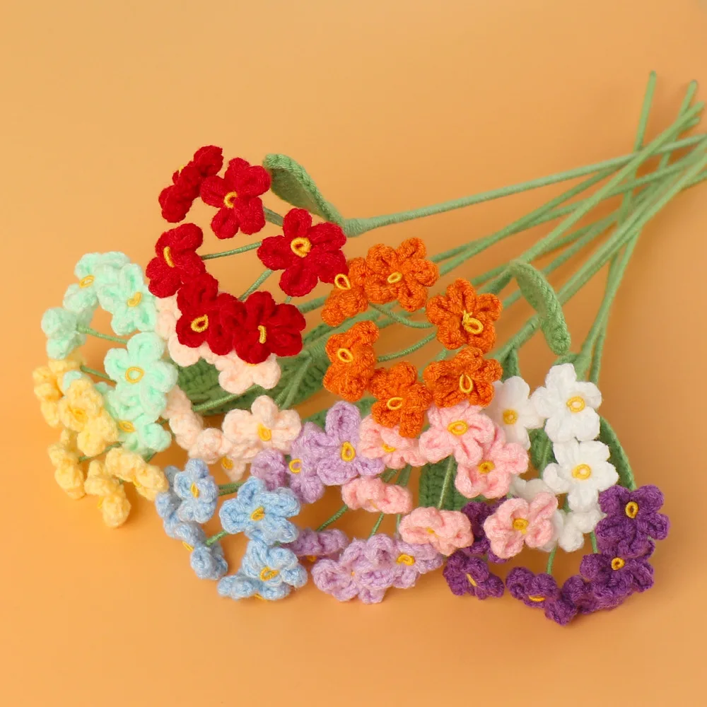 1 Stück Gehäkelte Blumen Fertiger Blumenstrauß Handgewebte Gestrickte Abschlussfeier-Blume Niedliche Künstliche Dekorative Blumen Hochzeit Heim-Dekoration
