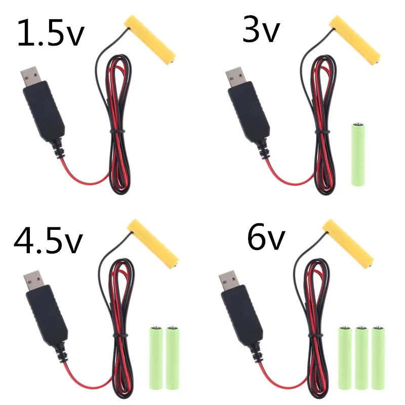 Aaa Bateria Eliminador Usb Cabo de Alimentação Substituir a Peças Aaa Bateria para Brinquedo Elétrico Lanterna Relógio Led Lr03