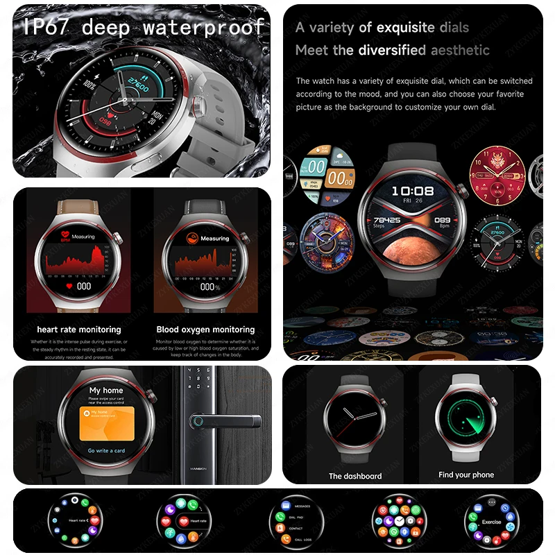 ȭ GT4  Ʈ ġ  AMOLED HD ũ,  ȭ, GPS, NFC, ɹڼ, ɹڼ Ʈġ, 4 , 2024 ǰ