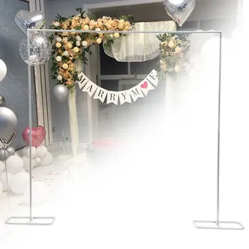 6.6x6.9Ft Wedding Arch Stand Metal Square Garden Backdrop Frame Flower Balloon DIY Decor Rack Birthday Party Supplies Gold/White 2