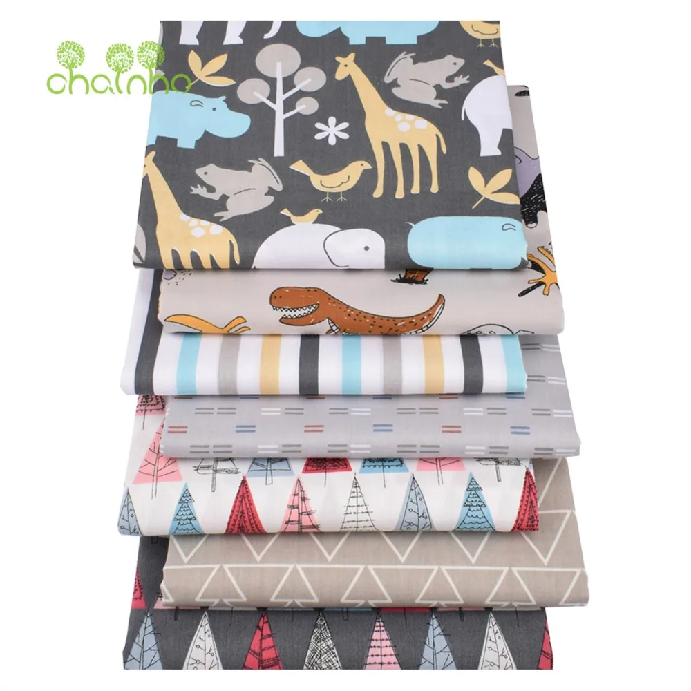 Chainho,Printed Twill Weave Cotton Fabric,DIY Sewing Quilting Material,Patchwork Cloth,Cartoon Series,7 Designs,2 Sizes,15C226