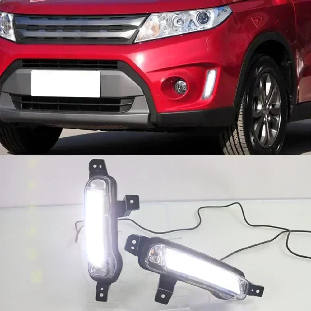 1Set for Suzuki Vitara 2015 Car LED Daytime Running Light DRL Fog lamp with yellow Turn Signal