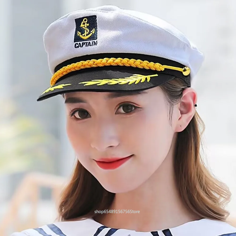 

Adult Yacht Boat Ship Captain Hats Cosplay Adjustable Men Women Sailor Hat Navy Marine Admiral Embroidered Captain'S Cap