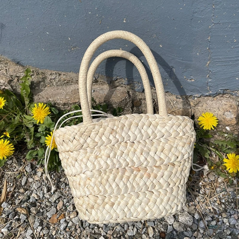 

Summer Bucket Straw Tote Bags Womens Handbag Shopping Bag Phone PouchBeach Bag