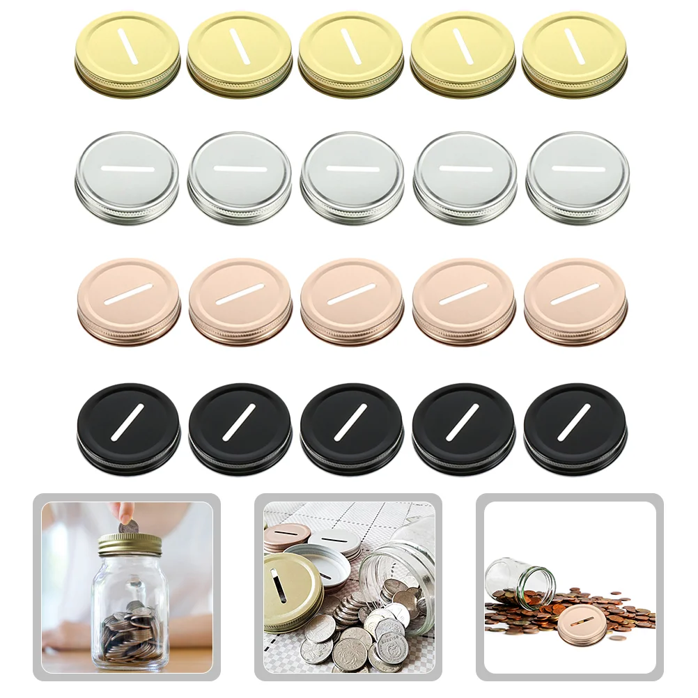 

70mm Tinplate Mason Jar Lids Coin Slot Piggy Bank Lid Slotted Inserts Caps Canning Cover Kitchen Supplies