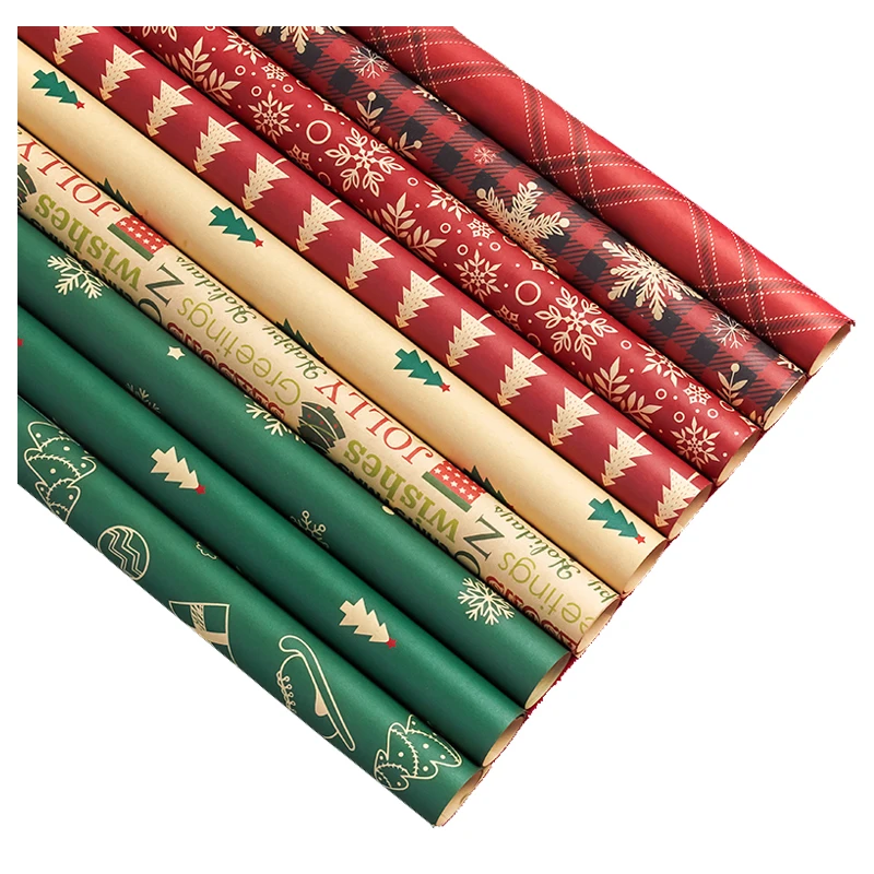 

Christmas Gift Wrapping Paper Fresh Bouquet Decorative Printing Kraft Paper Birthday Gift Box Packaging Materials 10 Sheets