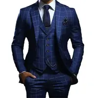 Elegant Classic Men's Suits Slim Fit 3 Piece Single Breasted Notch Lapel Regular Length Outfits High Quality Jacket Pants Vest 2
