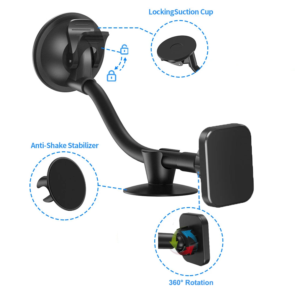 XMXCZKJ Magnetic Car Phone Holder Universal Long Arm Windshield Car Phone Mount Holder for iPhone X 8 8 Plus 7 7 Plus 6 6 Plus