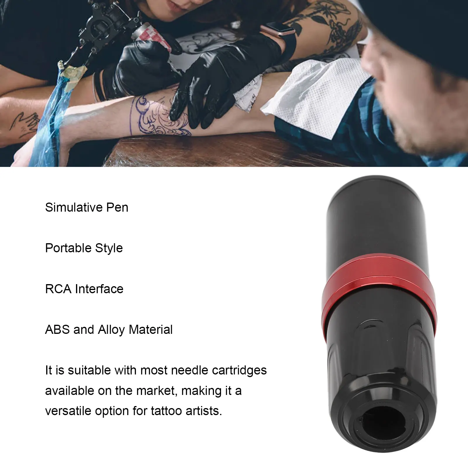 Tattoo Machine Rotarable Pen ABS Cartridge Needle Tattoo Pen Rotarable Slipless Interface Portable with Clip Cord for Salon tattoo pen