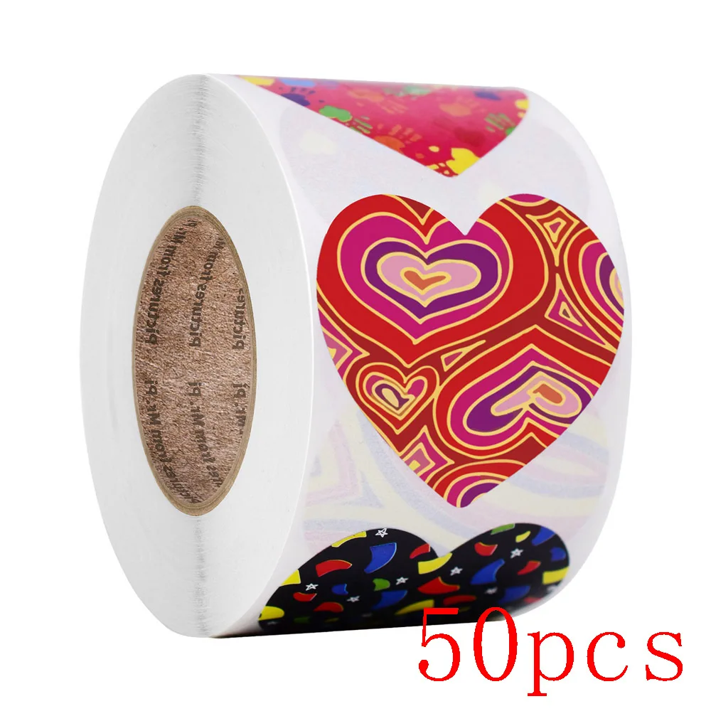 50-500 Piece Gay Pride Stickers Love Pride Rainbow Stickers Love Heart Baking Sticker 1Inch Love Rainbow Heart Shaped  Tape 