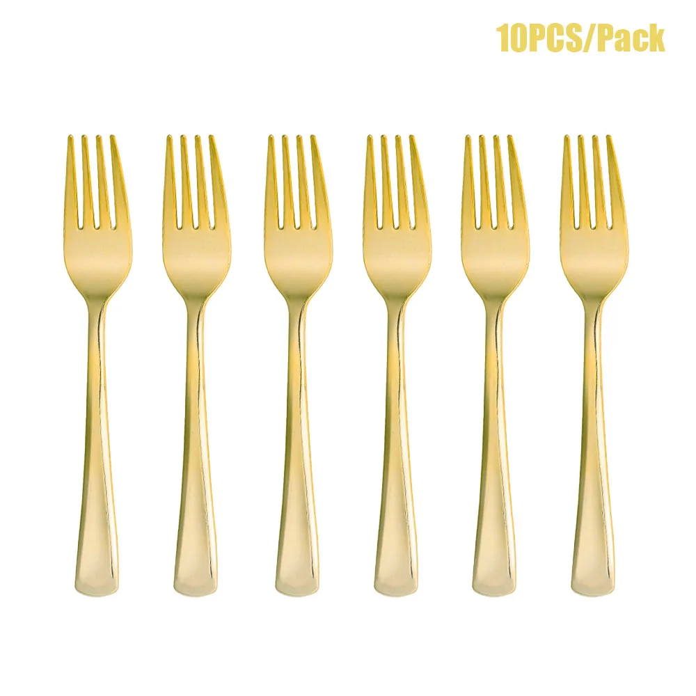 10 Stück goldene Einwegbestecke, Messer, Gabeln, Löffel, Geburtstagsdekorationen, Hochzeit, Dolce Vita, Partyzubehör für Erwachsene, Weihnachten – Detail 7